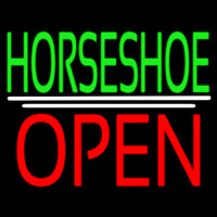 Green Horseshoe Open Neonskylt