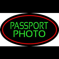 Green Passport Photo Red Oval Neonskylt