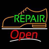 Green Repair Orange Shoe Logo Open Neonskylt