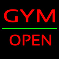 Gym Block Open Green Line Neonskylt