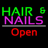 Hair And Nails Open White Line Neonskylt