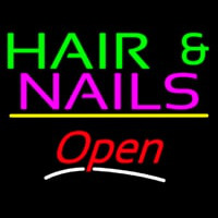 Hair And Nails Open Yellow Line Neonskylt