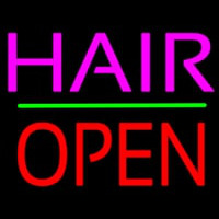 Hair Block Open Green Line Neonskylt