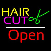 Hair Cut Logo Open White Line Neonskylt