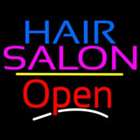 Hair Salon Open Yellow Line Neonskylt