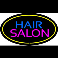 Hair Salon Oval Yellow Neonskylt