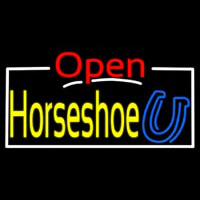 Horseshoe Open White Border Neonskylt