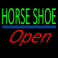 Horseshoe Open With Blue Line Neonskylt