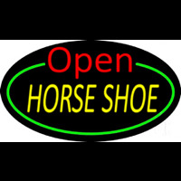 Horseshoe Open With Green Border Neonskylt