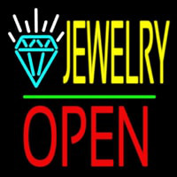 Jewelry Logo Block Open Green Line Neonskylt