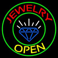 Jewelry Open Blue Logo Neonskylt