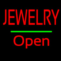 Jewelry Open Green Line Neonskylt