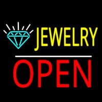 Jewelry Open White Line Neonskylt