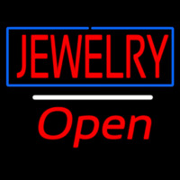 Jewelry Rectangle Blue Open Neonskylt