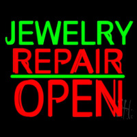 Jewelry Repair Block Open Green Line Neonskylt