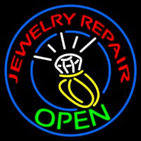 Jewelry Repair Open Green Logo Neonskylt