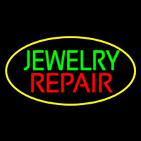 Jewelry Repair Oval Yellow Neonskylt