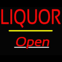 Liquor Open Yellow Line Neonskylt