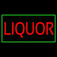 Liquor Rectangle Green Neonskylt