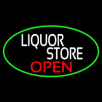 Liquor Store Open Oval With Green Border Neonskylt