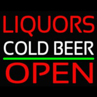 Liquors Cold Beer Open 1 Neonskylt