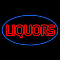 Liquors Oval With Blue Border Neonskylt