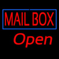 Mailbo  Blue Border Open Neonskylt