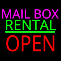 Mailbo  Rental Block Open Green Line Neonskylt