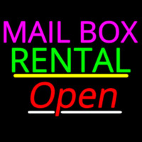 Mailbo  Rental Open Yellow Line Neonskylt