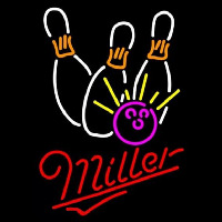 Miller Bowling White Pink Beer Sign Neonskylt