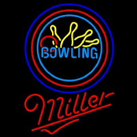 Miller Bowling Yellow Blue Beer Sign Neonskylt