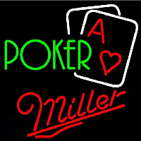 Miller Green Poker Beer Sign Neonskylt