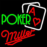 Miller Green Poker Beer Sign Neonskylt