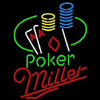 Miller Poker Ace Coin Table Beer Sign Neonskylt