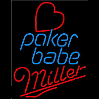 Miller Poker Girl Heart Babe Beer Sign Neonskylt