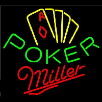 Miller Poker Yellow Beer Sign Neonskylt