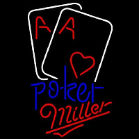 Miller Purple Lettering Red Heart White Cards Poker Beer Sign Neonskylt