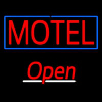 Motel With Blue Border Open Neonskylt