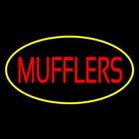 Mufflers Yellow Oval Neonskylt