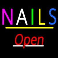 Multi Colored Nails Open Yellow Line Neonskylt