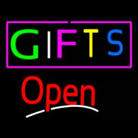 Multicolored Gifts Open Neonskylt