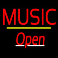 Music Open Yellow Line Neonskylt