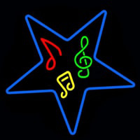 Musical Notes In Star Neonskylt