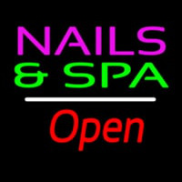 Nails And Spa Open White Line Neonskylt