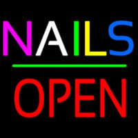 Nails Block Open Green Line Neonskylt