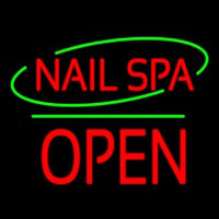 Nails Spa Block Open Green Line Neonskylt