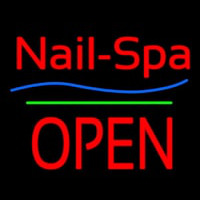 Nails Spa Block Open Green Line Neonskylt