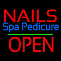 Nails Spa Pedicure Block Open Green Line Neonskylt