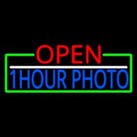 Open 1 Hour Photo With Green Border Neonskylt