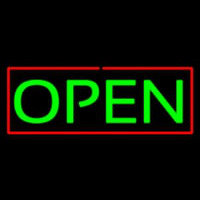 Open Horizontal Green Letters With Red Border Neonskylt